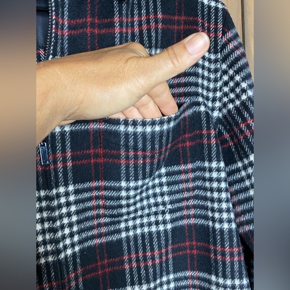 Vintage wool blend black,red plaid,Jones NY Country lightweight zip jacket SZ-12 - Picture 6 of 9